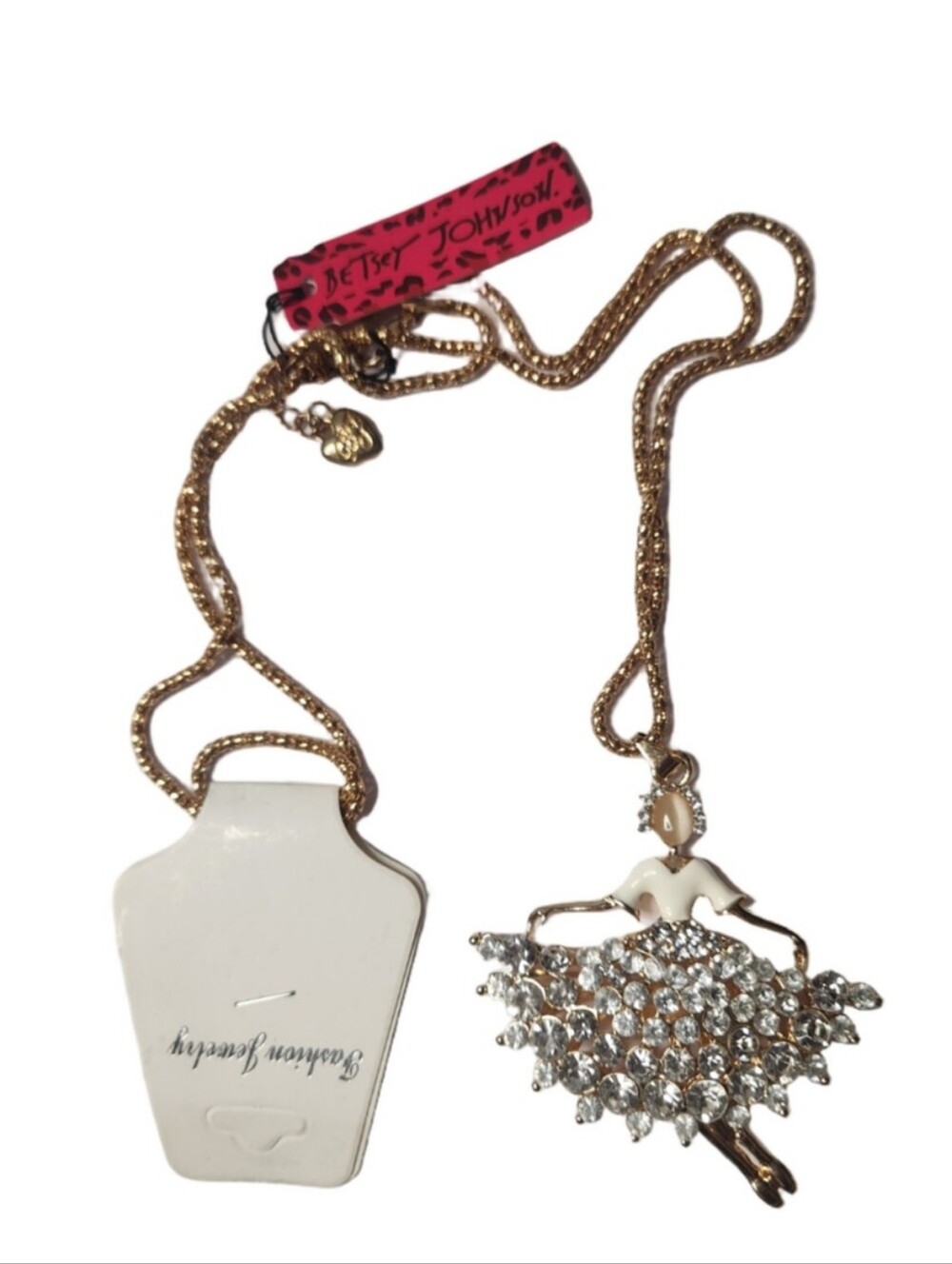 Betsey Johnson Crystal Ballerina Articulater Moving Legs Pendant Necklace Nwt